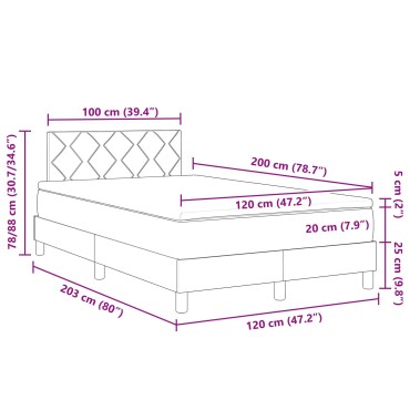 vidaXL Κρεβάτι Ελατηρίου με Στρώμα Ταπουμε 120x200 εκ. Ύφασμα