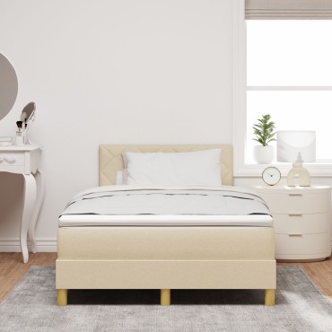 vidaXL Κρεβάτι Βάσης με Στρώμα Κρεμ 120x200 εκ. Ύφασμα