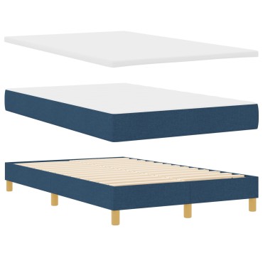 vidaXL Κρεβάτι με Βάση Με Στρώμα Μπλε 120x200 εκ. Υφασμα