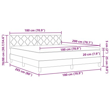 vidaXL Κρεβάτι Βαφής με Στρώμα Σκούρο Καφέ 180x200 εκ. Ύφασμα