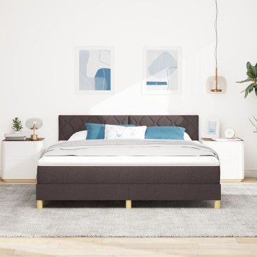 vidaXL Κρεβάτι Βαφής με Στρώμα Σκούρο Καφέ 180x200 εκ. Ύφασμα