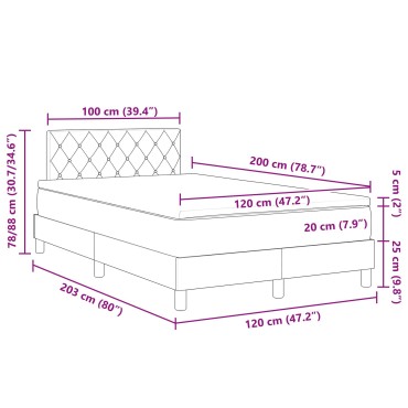vidaXL Κρεβάτι με Στρώμα Ροζ 120x200 εκ Βελούδο