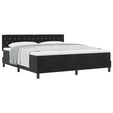 vidaXL Κρεβάτι Box Spring με Στρώμα Μαύρο Σούπερ Κίνγκ Βελούδο