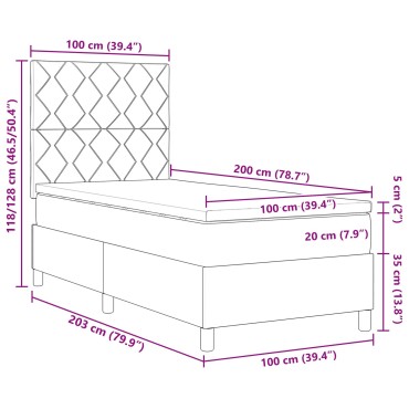 vidaXL Κρεβάτι με Βάση με Στρώμα Μπεζ 100x200 εκ Ύφασμα