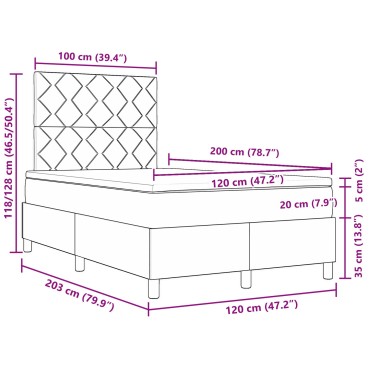 vidaXL Κρεβάτι με Βάση και Στρώμα Κρέμα 120x200 εκ Υφασμάτινο