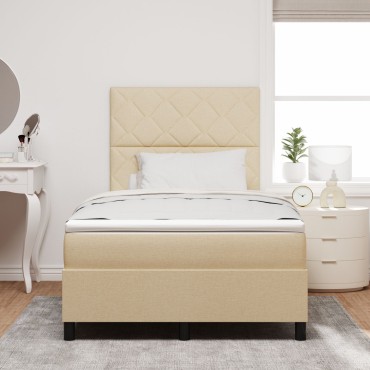 vidaXL Κρεβάτι με Βάση και Στρώμα Κρέμα 120x200 εκ Υφασμάτινο