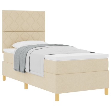 vidaXL Κρεβάτι Σπαστής Βάσης  με Στρώμα Κρεμ 90x200 cm Ύφασμα