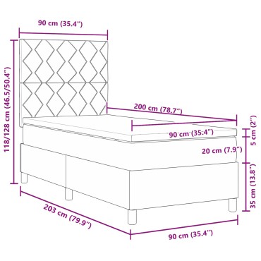 vidaXL Κρεβάτι Σπαστής Βάσης  με Στρώμα Κρεμ 90x200 cm Ύφασμα