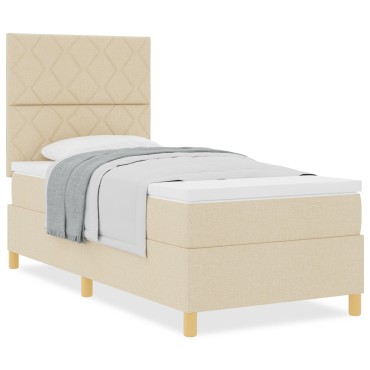 vidaXL Κρεβάτι Σπαστής Βάσης  με Στρώμα Κρεμ 90x200 cm Ύφασμα