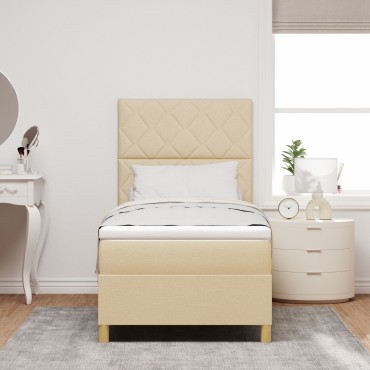 vidaXL Κρεβάτι Σπαστής Βάσης  με Στρώμα Κρεμ 90x200 cm Ύφασμα