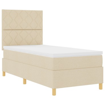 vidaXL Κρεβάτι Σπαστής Βάσης  με Στρώμα Κρεμ 90x200 cm Ύφασμα