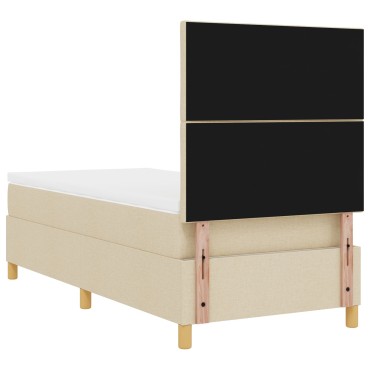 vidaXL Κρεβάτι Σπαστής Βάσης  με Στρώμα Κρεμ 90x200 cm Ύφασμα