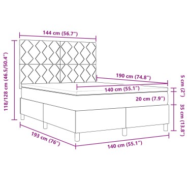 vidaXL Κρεβάτι με Άνεση και Στρώμα Γκρι 140x190 εκ. από Ύφασμα