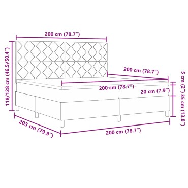 vidaXL Κρεβάτι με Βάση και Στρώμα Μαύρο 200x200 εκ. Βελούδο
