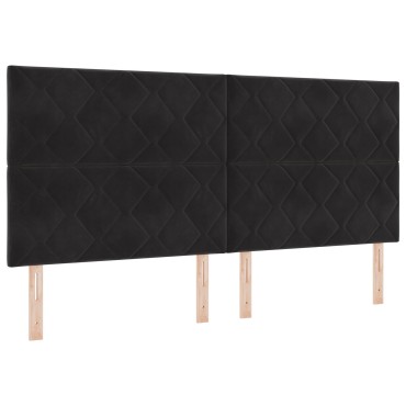 vidaXL Κρεβάτι με Βάση και Στρώμα Μαύρο 200x200 εκ. Βελούδο