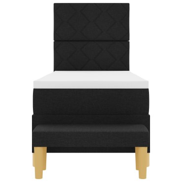 vidaXL Κρεβάτι με Βάθρο και Στρώμα Μαύρο 80x200 εκ Ύφασμα
