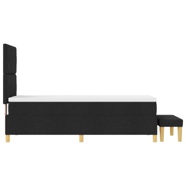 vidaXL Κρεβάτι με Βάθρο και Στρώμα Μαύρο 80x200 εκ Ύφασμα