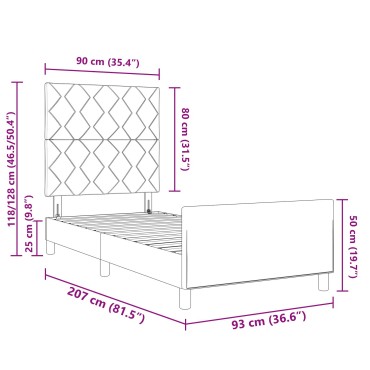 vidaXL Κρεβάτι Μπλε 90x200 εκ. Υφασμάτινο