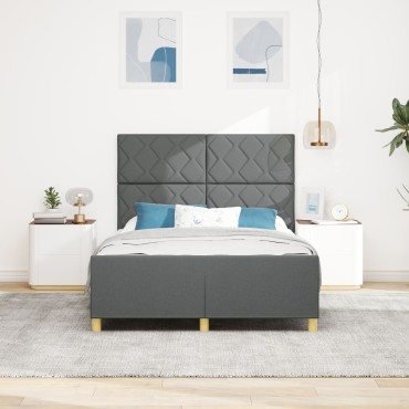 vidaXL Σκούρο Γκρι Κρεβάτι 160x200 εκ Fabric