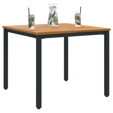 vidaXL Τραπέζι Κήπου 90x90x75cm Μασίφ ξύλο ακακίας και Μέταλλο 1 τεμ.