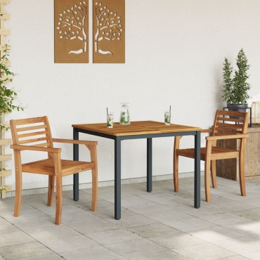 vidaXL Τραπέζι Κήπου 90x90x75cm Μασίφ ξύλο ακακίας και Μέταλλο 1 τεμ.