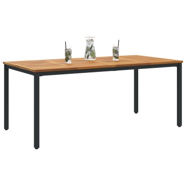 τραπέζι κήπου vidaXL 180x90x75cm από συμπαγές ξύλο ακακίας και μέταλλο