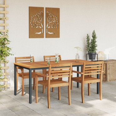 τραπέζι κήπου vidaXL 180x90x75cm από συμπαγές ξύλο ακακίας και μέταλλο