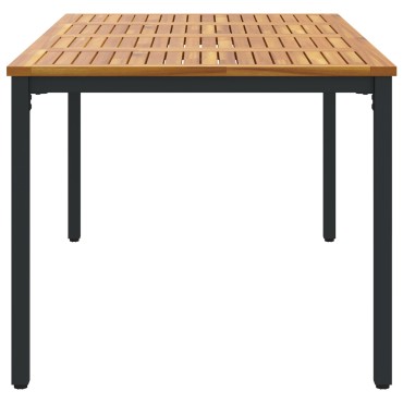τραπέζι κήπου vidaXL 180x90x75cm από συμπαγές ξύλο ακακίας και μέταλλο