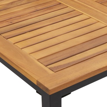 τραπέζι κήπου vidaXL 180x90x75cm από συμπαγές ξύλο ακακίας και μέταλλο