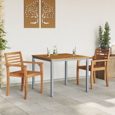 τραπέζι κήπου vidaXL 90x90x75cm από ακακία και μέταλλο