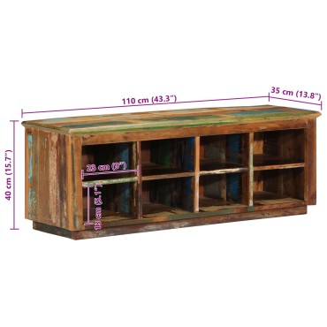 vidaXL Ράφι Παπουτσιών 110x35x40cm Μασίφ Ξύλο Ανακυκλωμένο
