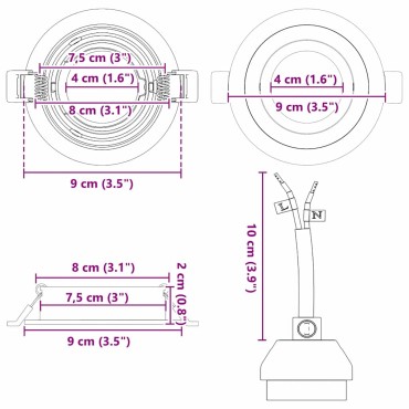 vidaXL Σποτ 6 τμχ. Λευκό 9 x 9 x 2 εκ. Αλουμίνιο