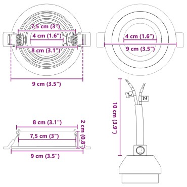 vidaXL Κρυφά Φώτα 12 τμχ Στρογγυλό GU10 Λευκό Ø91 mm