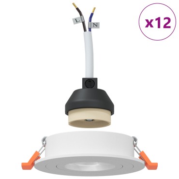 vidaXL Κρυφά Φώτα 12 τμχ Στρογγυλό GU10 Λευκό Ø91 mm