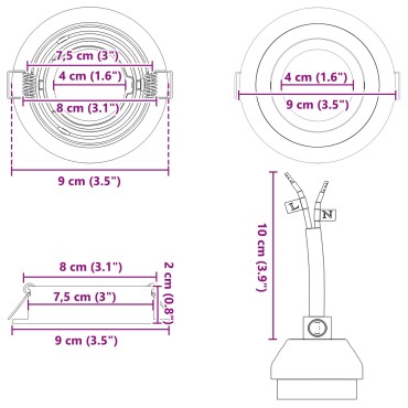 vidaXL Σποτ Ασημί 9 x 9 x 2 εκ. Αλουμίνιο