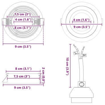 vidaXL Σποτ Ασημί 9 x 9 x 2 εκ. Αλουμίνιο