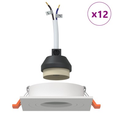 vidaXL Κρυφά σποτ 12 τμχ Τετράγωνα GU10 Λευκά 91x91 χιλ.