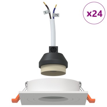 vidaXL Κρυφά σποτ 24 τμχ Τετράγωνα GU10 Λευκά 91x91 χιλ.