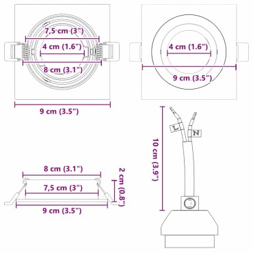 vidaXL Σποτ 24 τμχ. Μαύρο 9 x 9 x 2 εκ. Αλουμίνιο