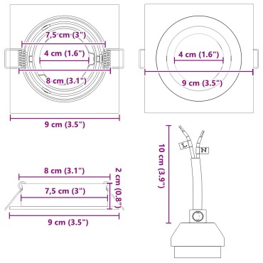 vidaXL Κρυφές Σποτ Λάμπες 12 τεμ Τετράγωνο GU10 Ασημί 91x91 χιλ