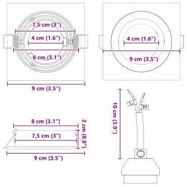 vidaXL Σποτ 24 τμχ. Ασημί 9 x 9 x 2 εκ. Αλουμίνιο