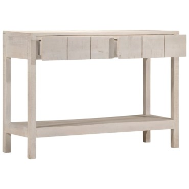 vidaXL Τραπέζι Κονσόλα Λευκό 110x35x75cm Μασίφ Ξύλο Μάνγκο 1 τεμ.