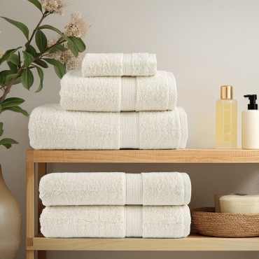 vidaXL Πετσέτες Μπάνιου Premium SOLUND 2 τεμ. Κρεμ 100x150 εκ. 600 γρ./μ²