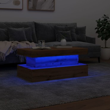 vidaXL Τραπεζάκι Σαλονιού με LED Αρτισιανή Δρυς 90x50x40cm 1 τεμ.