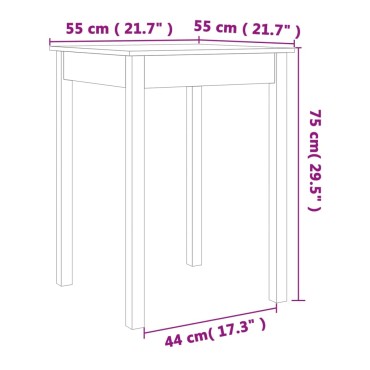 vidaXL Τραπεζαρία Καφέ Κεριού 55x55x75cm από Μασίφ Ξύλο Πεύκου 1 τεμ.
