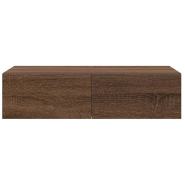 vidaXL Ράφι τοίχου με συρτάρια καφέ δρυς 60x26,5x15cm Ξύλο μηχανής 1 τεμ.