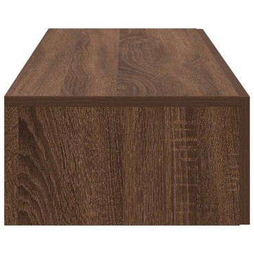vidaXL Ράφι τοίχου με συρτάρια καφέ δρυς 60x26,5x15cm Ξύλο μηχανής 1 τεμ.