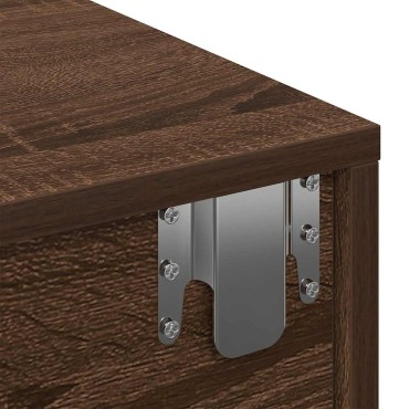 vidaXL Ράφι τοίχου με συρτάρια καφέ δρυς 60x26,5x15cm Ξύλο μηχανής 1 τεμ.