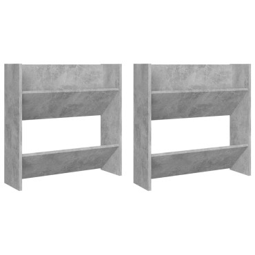 vidaXL Παπουτσοθήκες Τοίχου 2 τεμ. Γκρι Σκυρ. 60x18x60cm Μοριοσανίδα