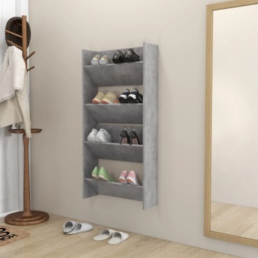 vidaXL Παπουτσοθήκες Τοίχου 2 τεμ. Γκρι Σκυρ. 60x18x60cm Μοριοσανίδα